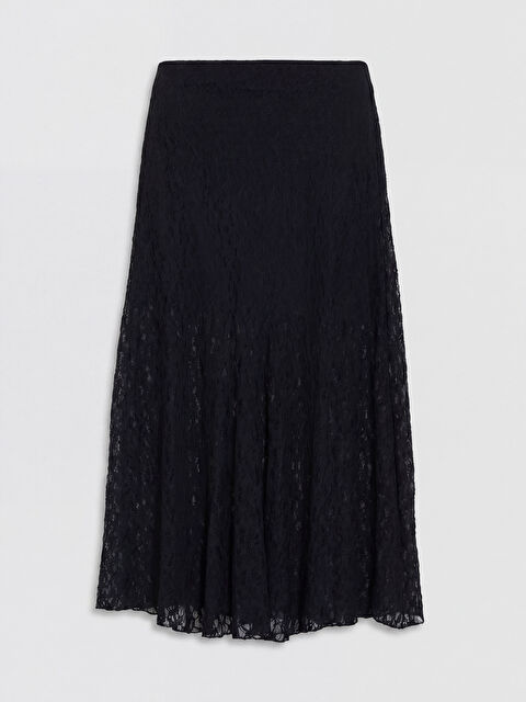 XSIDE Beli Lastikli Dantelli Kloş Etek