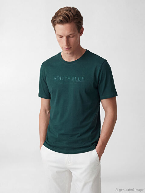 SOUTHBLUE Bisiklet Yaka Baskılı Erkek Tişört