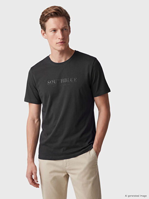 SOUTHBLUE Bisiklet Yaka Baskılı Erkek Tişört