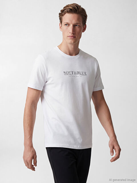 SOUTHBLUE Bisiklet Yaka Baskılı Erkek Tişört