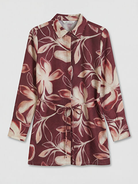 LCW EVERYDAY Çiçekli Kuşaklı Kadın Gömlek Tunik - S6Q362Z8-LQV