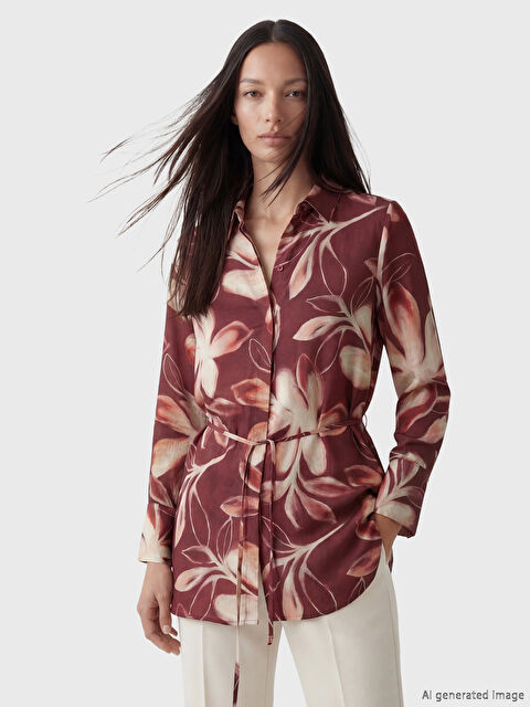 LCW EVERYDAY Çiçekli Kuşaklı Kadın Gömlek Tunik - S6Q362Z8-LQV