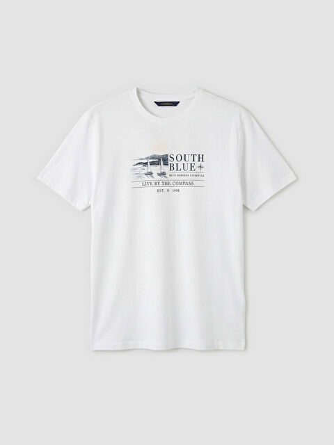 SOUTHBLUE Bisiklet Yaka Baskılı Erkek Tişört