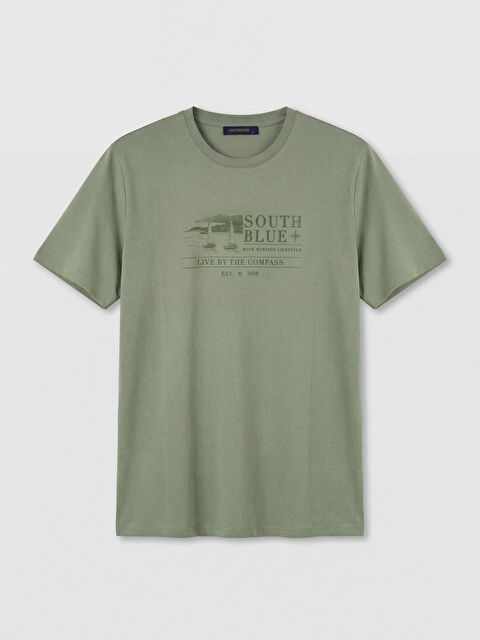 SOUTHBLUE Bisiklet Yaka Baskılı Erkek Tişört