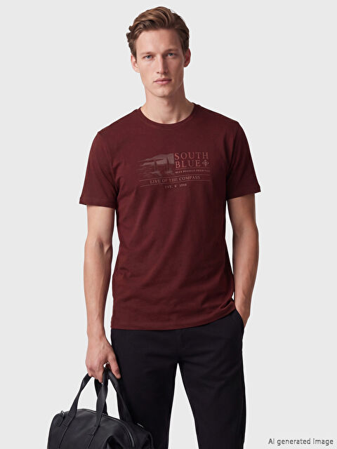 SOUTHBLUE Bisiklet Yaka Baskılı Erkek Tişört