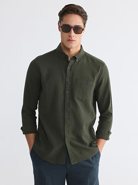 LCWAIKIKI Classic Regular Fit Armürlü Erkek Gömlek
