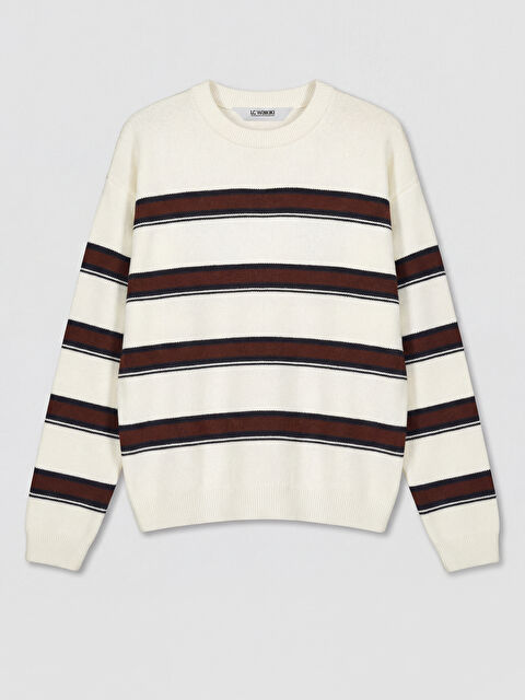 LCW Kids Bisiklet Yaka Çizgili Erkek Çocuk Triko Kazak - S6Q420Z4-LFC