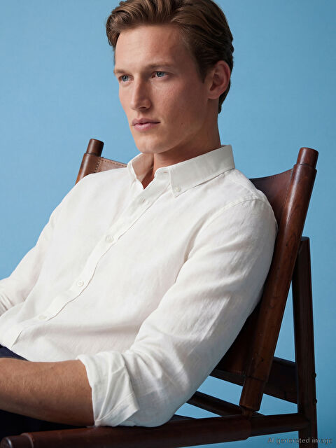 SOUTHBLUE Regular Fit Keten Karışımlı Erkek Gömlek - S6Q431Z8-R9J