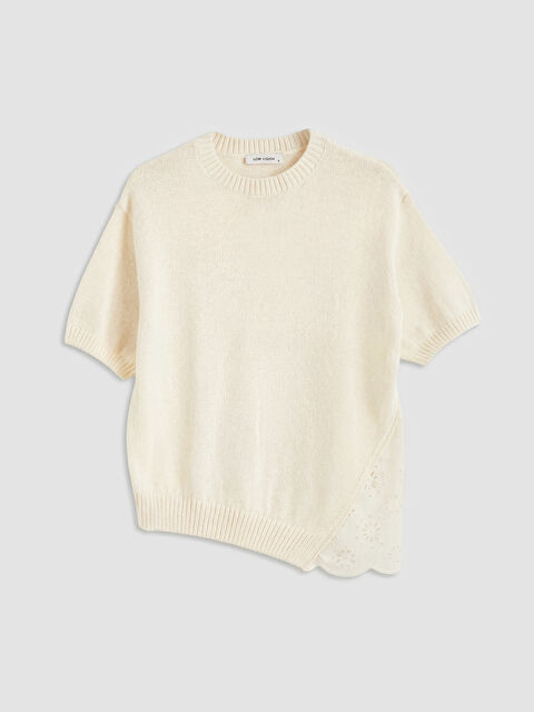 LCW Vision Bisiklet Yaka Dantel Detaylı Kadın Triko Kazak