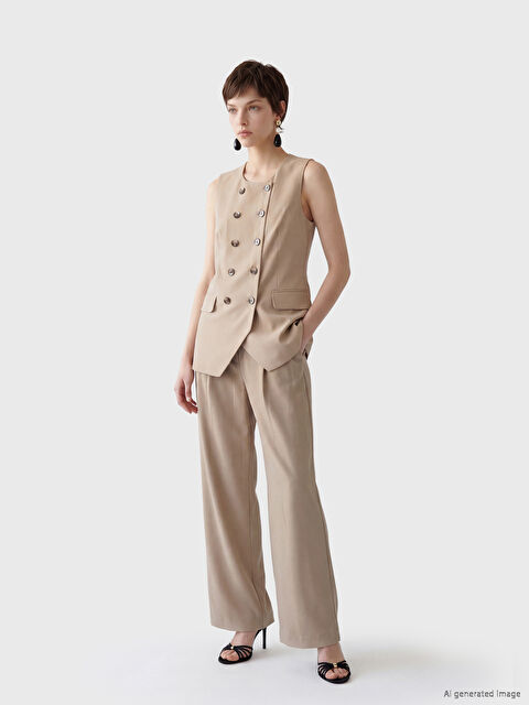 Soulife Loose Fit Kadın Pileli Kumaş Pantolon