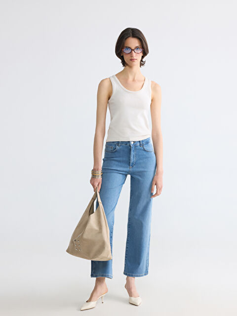 LCWAIKIKI Classic Yüksek Bel Straight Fit Kadın Jean Pantolon