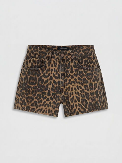 LCW Jeans Leopar Desenli Kadın Jean Şort