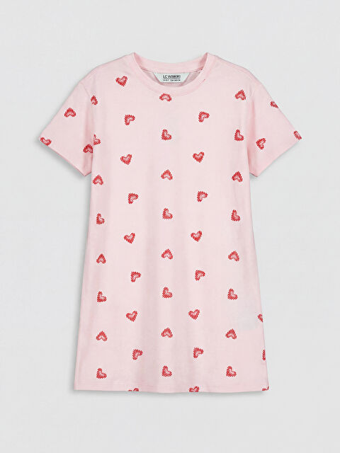 LCW Kids Kalp Baskılı Kız Çocuk Gecelik