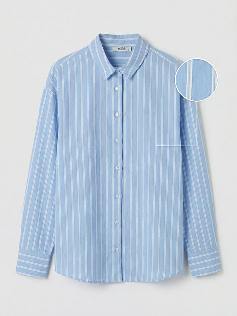 XSIDE Çizgili Oversize Kadın Gömlek - S6Q545Z8-LEN