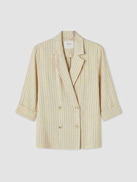 LCW Vision Kruvaze Yaka Keten Karışımlı Kadın Blazer Ceket