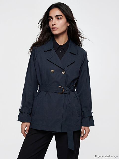 LCW Vision Double Breasted Belted Women's Trench Coat