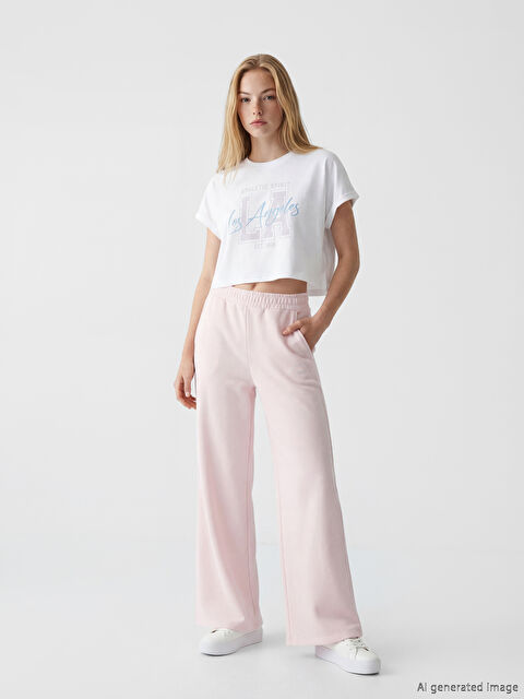 XSIDE Beli Lastikli Baskılı Kadın Eşofman Altı