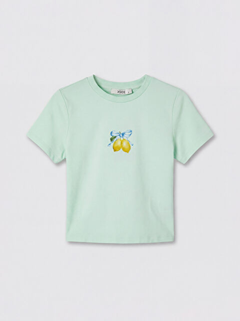 XSIDE Bisiklet Yaka Baskılı Kadın Crop