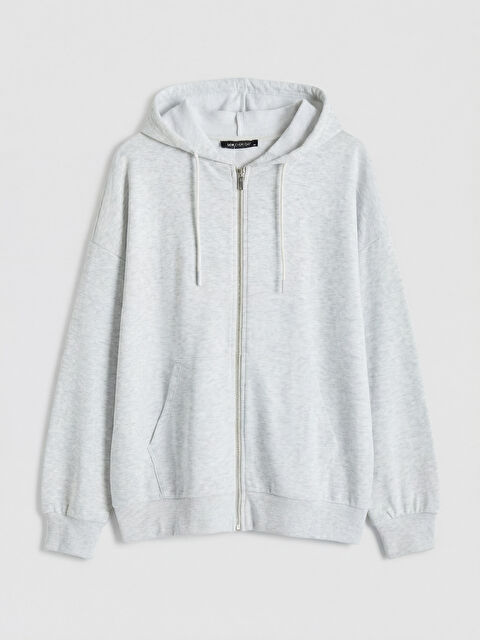 LCW EVERYDAY Kapüşonlu Oversize Kadın Fermuarlı Sweatshirt