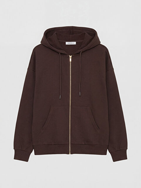 LCW EVERYDAY Kapüşonlu Oversize Kadın Fermuarlı Sweatshirt