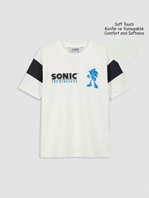 LCW Kids Bisiklet Yaka Sonic Baskılı Erkek Çocuk Tişört