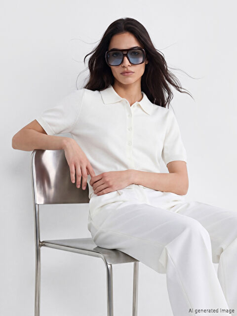 LCW Vision Polo Yaka Kadın Triko Hırka