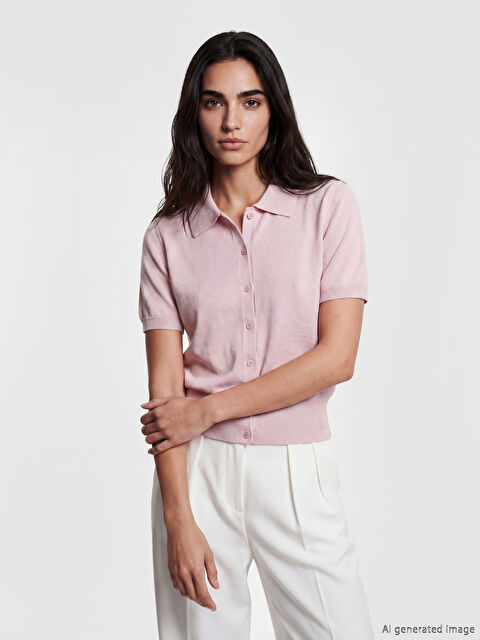 LCW Vision Polo Yaka Kadın Triko Hırka