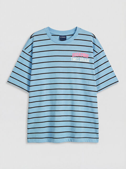 LCW Kids Bisiklet Yaka Çizgili Kız Çocuk Tişört - S6Q742Z4-LEN