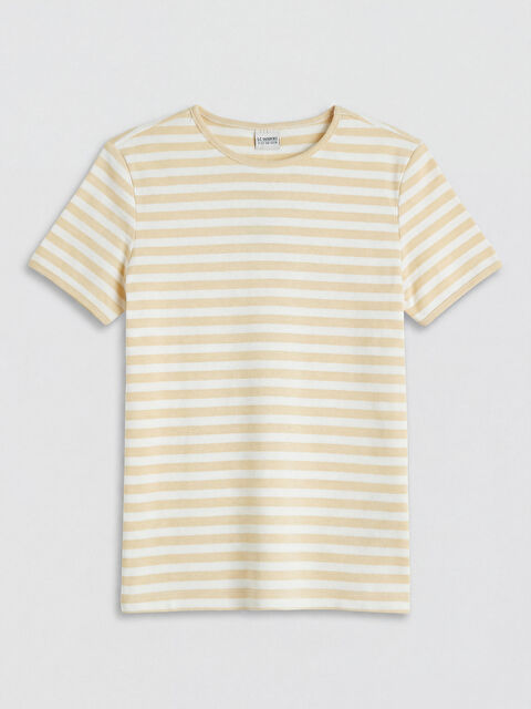 LCW Kids Bisiklet Yaka Çizgili Kız Çocuk Tişört - S6Q744Z4-LUG