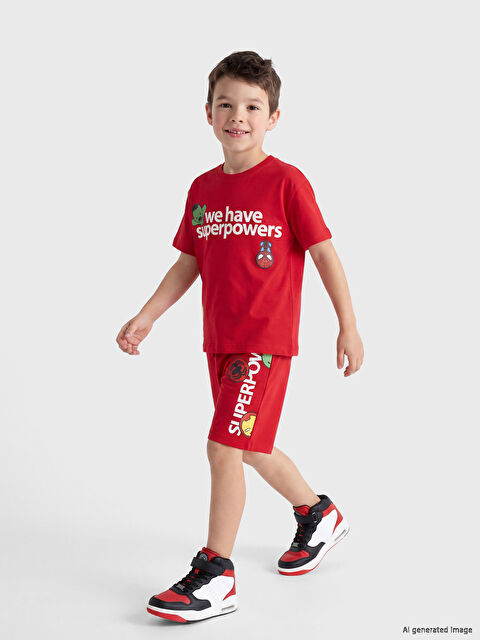 LCW Kids Avengers Baskılı Erkek Çocuk Şortlu Takım