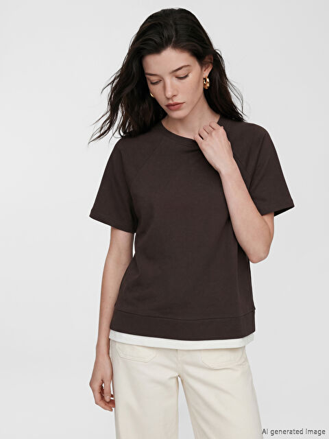 LCW Comfort Bisiklet Yaka Oversize Kadın Tişört