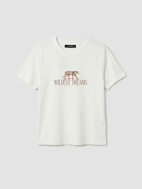 LCW Vision Bisiklet Yaka Baskılı Kadın Tişört - S6Q868Z8-R9J