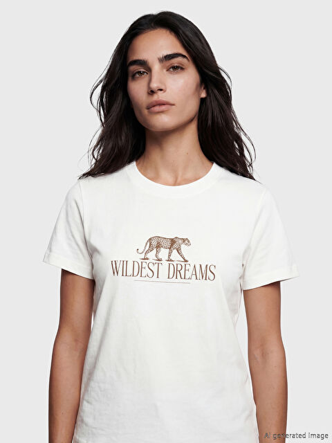 LCW Vision Bisiklet Yaka Baskılı Kadın Tişört - S6Q868Z8-R9J