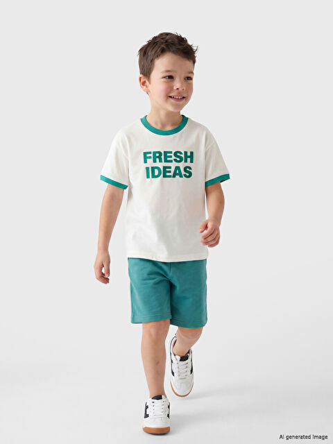 LCW Kids Bisiklet Yaka Baskılı Erkek Çocuk Tişört