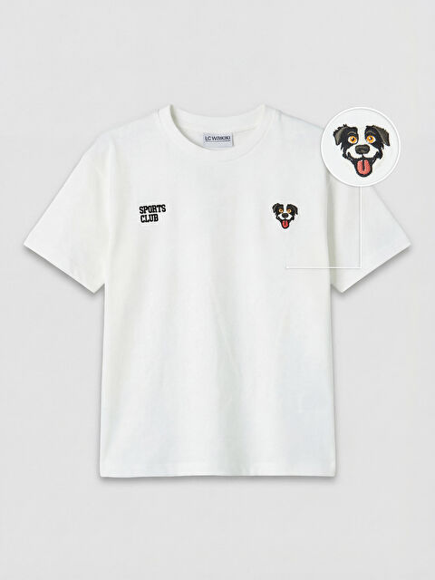 LCW Kids Bisiklet Yaka Nakışlı Erkek Çocuk Tişört