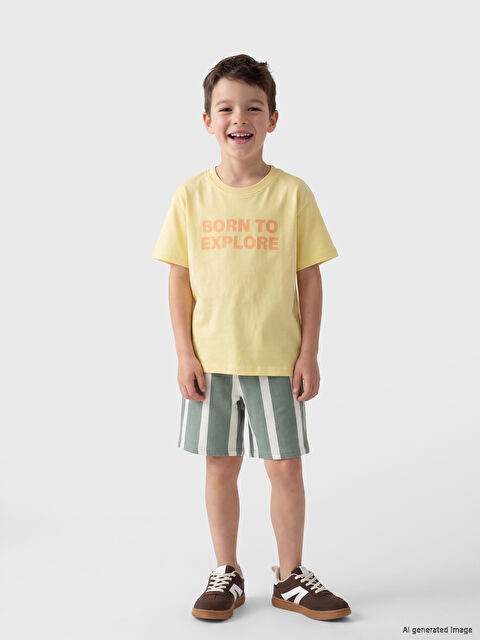 LCW Kids Bisiklet Yaka Baskılı Erkek Çocuk Tişört