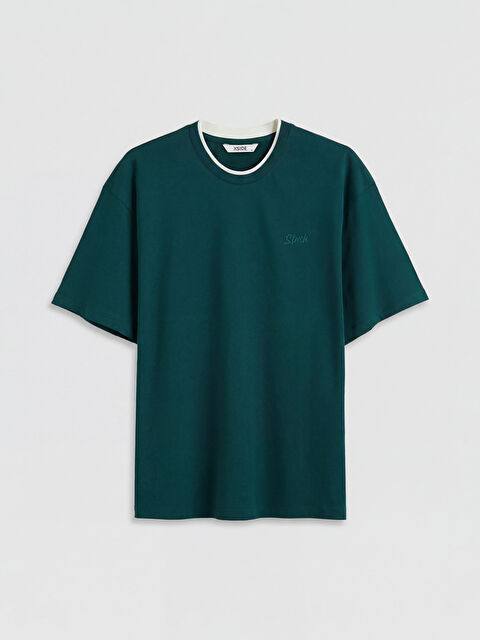 XSIDE Bisiklet Yaka Nakışlı Erkek Tişört