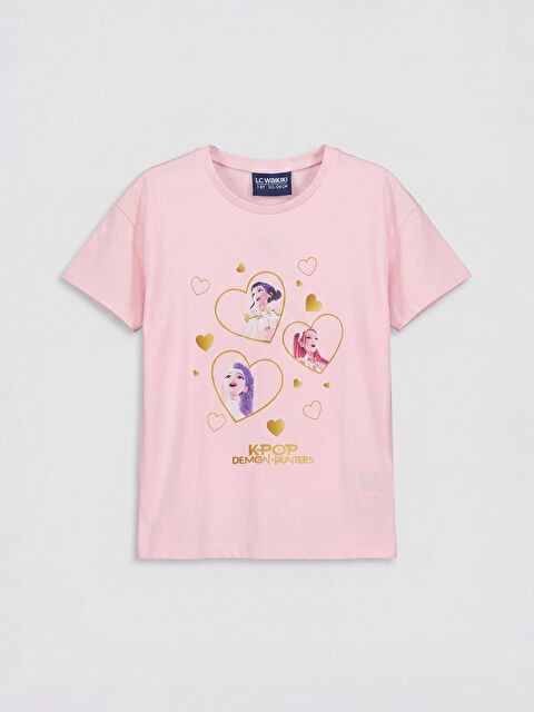 LCW Kids K-pop Demon Hunters Baskılı Kız Çocuk Tişört