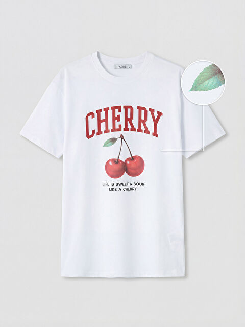 XSIDE Bisiklet Yaka Baskılı Kadın Tişört