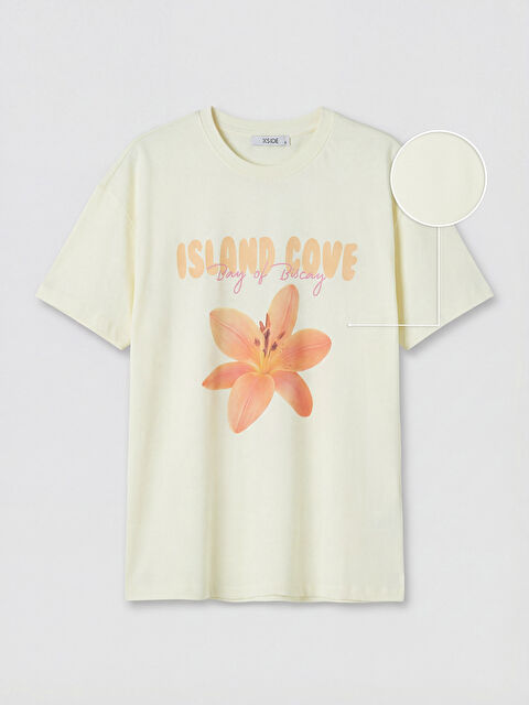 XSIDE Bisiklet Yaka Baskılı Kadın Tişört