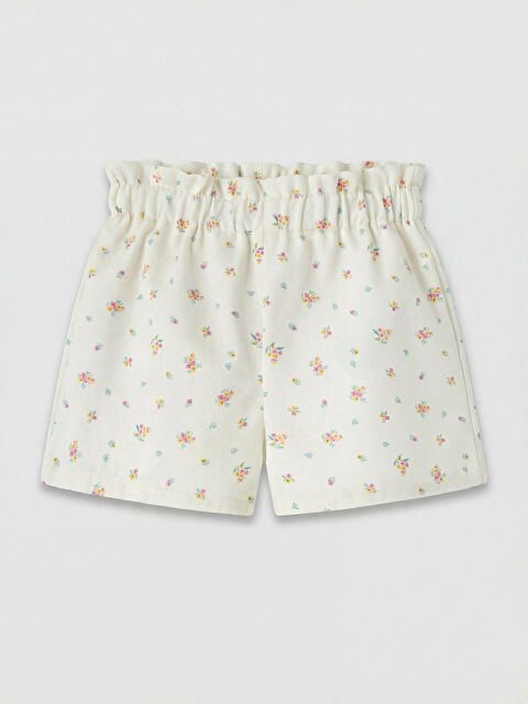 LCW baby Kız Bebek Çiçek Desenli Gabardin Şort