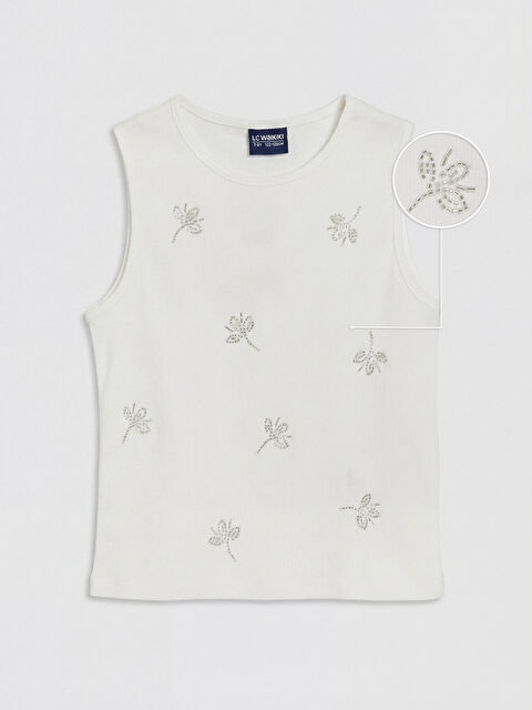 LCW Kids Bisiklet Yaka Boncuklu Kız Çocuk Atlet