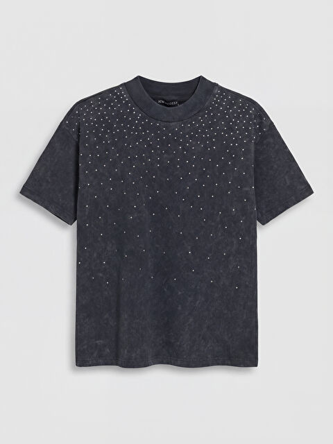 LCW Modest Bisiklet Yaka Taşlı Bluz