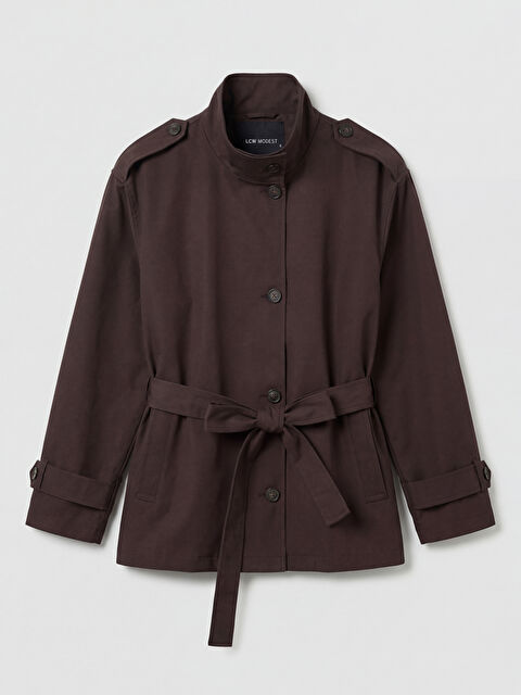 LCW Modest Dik Yaka Kuşaklı Kadın Trençkot - S6R213Z8-HEC