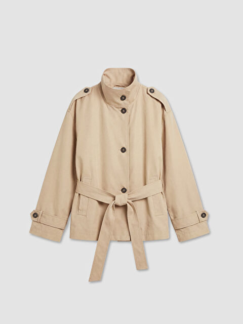 LCW Modest Dik Yaka Kuşaklı Kadın Trençkot