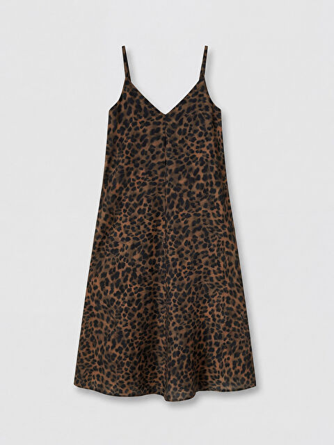 LCW Vision Leopar Desenli İp Askılı A Kesim Elbise