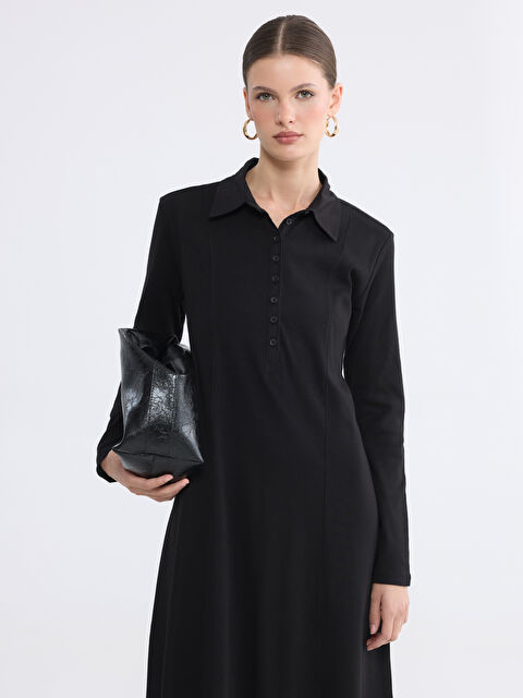 LCW EVERYDAY Gömlek Yaka Belden Oturmalı Elbise - S6R267Z8-CVL