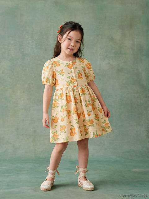 LCW Kids Balon Kollu Kız Çocuk Elbise