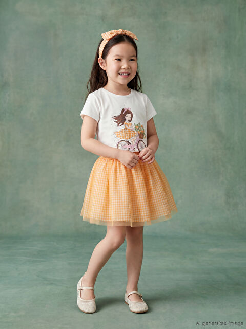 LCW Kids Kız Çocuk Tişört, Etek ve Saç Bandı