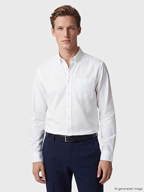 SOUTHBLUE Regular Fit Keten Karışımlı Erkek Gömlek